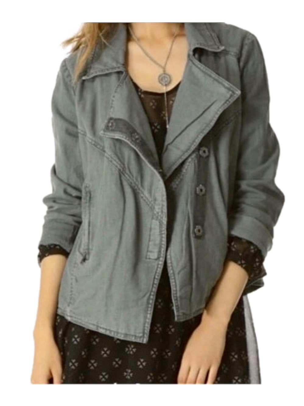 Free People green linen blend jacket